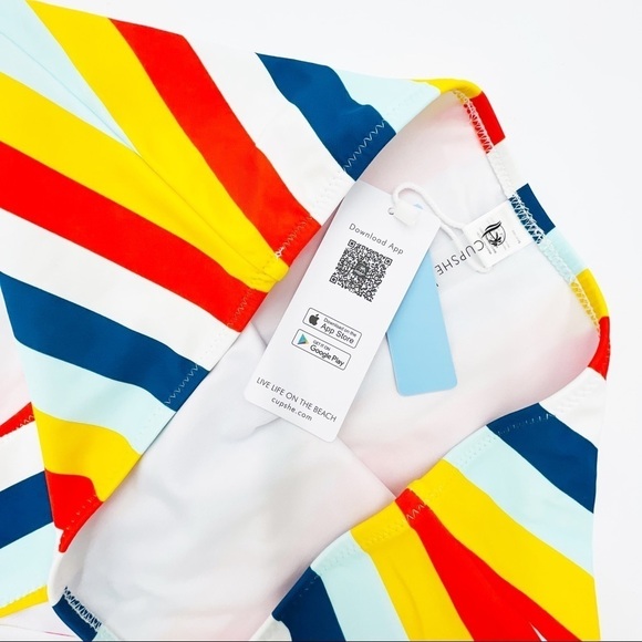 NWT Cupshe Striped High Waist Bikini Swim Bottoms - Picture 4 of 6